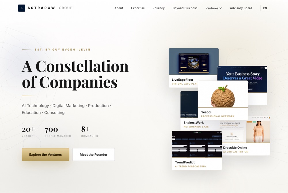Astrarow — premium landing and brand sites